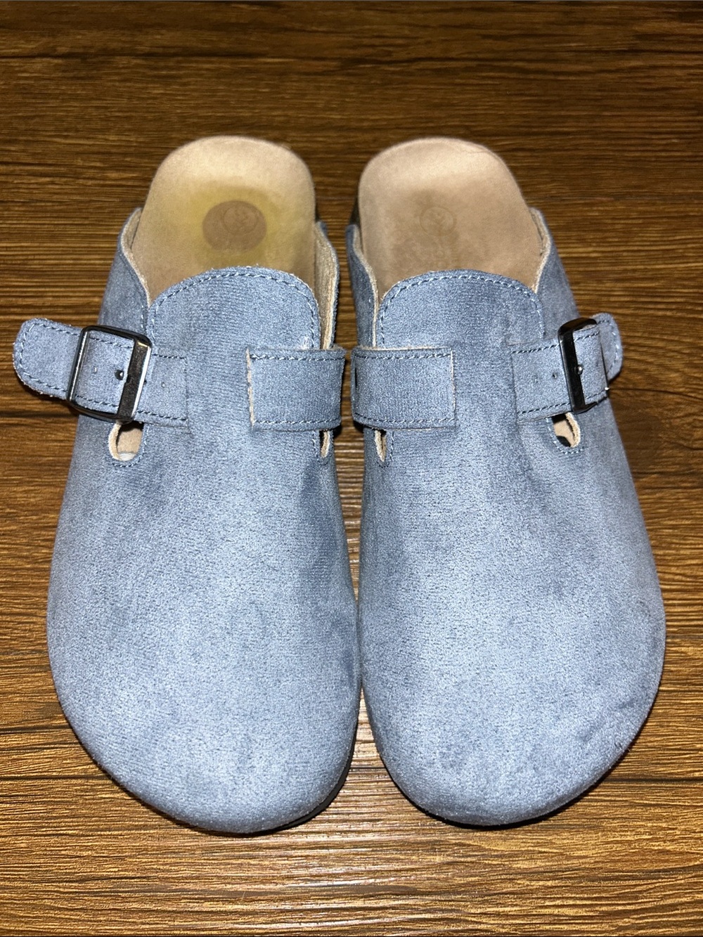 White Mountain Blue Suede Slip-On Clog with Buckle